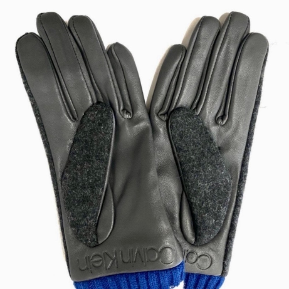 Calvin Klein Women Leather Knit Combo Touchscreen
Gloves Blue Gray NWT - Picture 4 of 7